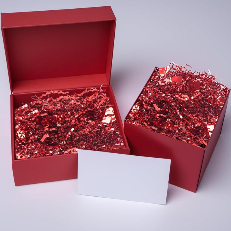 TORONTOKYO 2 LB Valentine's Day Crinkle Cut Paper Shred Filler with Red Heart Confetti, Metallic Raffia Grass Shredded Paper for Valentines day, Gift Wrapping, Basket Filling, Wedding, Party - Image 5